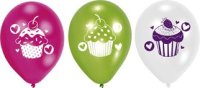 Luftballons Cupcake 22,8cm weiß grün pink 6er