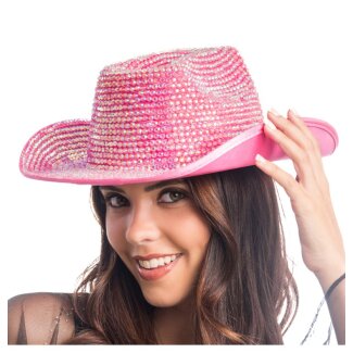 CHAKS Cowboyhut mit Diamanten rosa