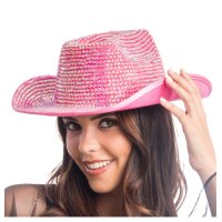 CHAKS Cowboyhut mit Diamanten rosa