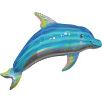Folienballon Holographic Blue Dolphin 73x68cm
