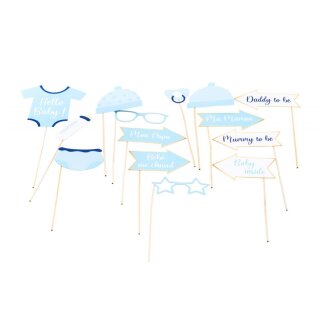 Photobooth Jungen-Babyshower Kit 11teilig