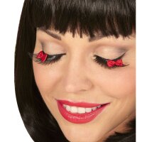 Wimpern schwarz mit Schleife & Kleber