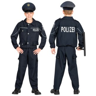 Kinderkostüm Deutscher Polizist mit Oberteil, Hose und Mütze