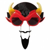 Brille Teufel mit Schnurr- und Kinnbart...