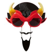 Brille Teufel mit Schnurr- und Kinnbart...