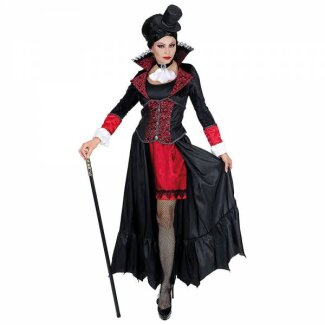 Damenkostüm Vampir Lady Kleid mit Mantel,