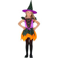 Kinderkostüm Hexe Kleid und Hut orange