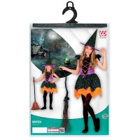 Kinderkostüm Hexe Kleid und Hut orange