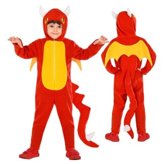 Kinderkostüm Drache rot/gelb