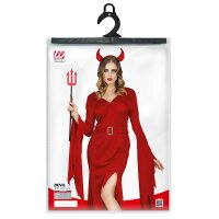 Kostüm Teufel Kleid mit Gürtel und Hörner