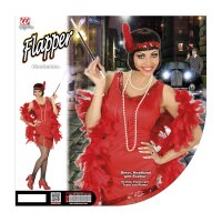 Kostüm Charleston rot, Kleid, Handschuhe