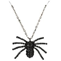 Halskette mit Strassspinne schwarz