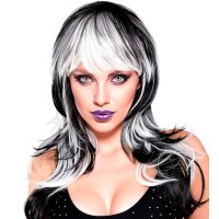 Vampirin Perücke – schwarz/weiß