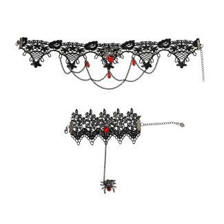 Set Halsband und Ring schwarz