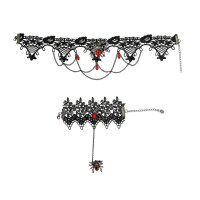 Set Halsband und Ring schwarz