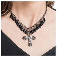 schwarze Kreuz-Perlen-Halskette