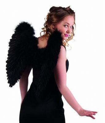 Federflügel Engel schwarz gefaltet, 50 x 50 cm