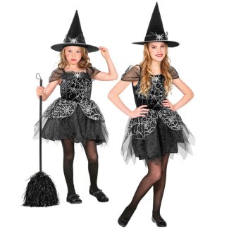 Kinderkostüm Hexe Kleid und Hut schwarz
