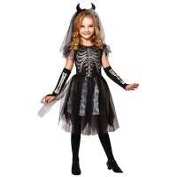 Kinderkostüm Skelett Braut Kleid
