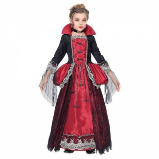 Kinderkostüm Vampir Kleid mit Unterrock & Reifrock