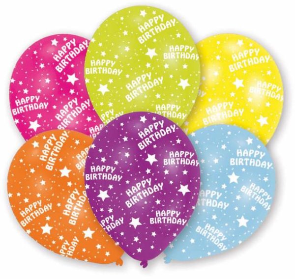 Luftballons Geburtstag Sterne 27,5cm 6er