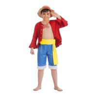 CHAKS Kinderkostüm One Piece Luffy rot/blau 4 Teile