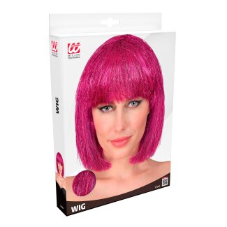 WIDMANN Perücke Glitzer Pink / Rosa