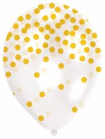 Luftballons Konfetti 27,5cm gelb/weiß 6er