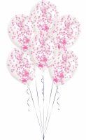 Luftballon Bouquet Konfetti pink 6er transparent, 27,5 cm