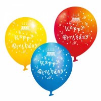 Luftballons Happy Birthday 22,8cm 6er aus Latex
