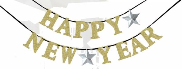 Partykette Happy New Year silber/gold, 360 cm