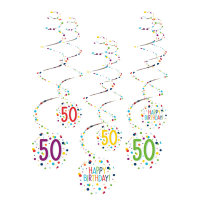 Dekospiralen Confetti Birthday Zahl 50 61cm 6er