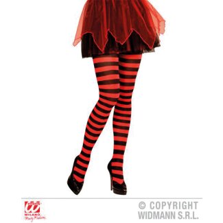 Strumpfhose gestreift rot/schwarz 70 Den