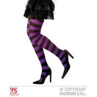 Strumpfhose gestreift lila/schwarz Gr.XL