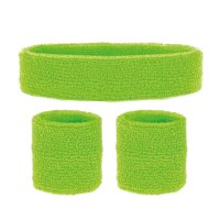 Schweißbänder-Set neongrün 3teilig