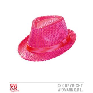 Hut Fedora neonpink mit Pailletten