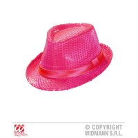 Hut Fedora neonpink mit Pailletten