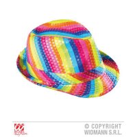 Hut Fedora Regenbogen mit Pailletten