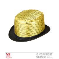 Zylinderhut Pailletten gold