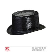 Zylinderhut Pailletten schwarz