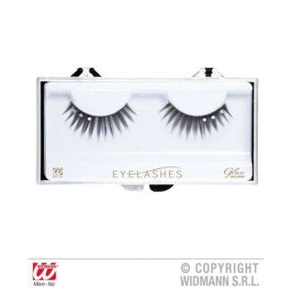 Wimpern schwarz mit Strass und Kleber