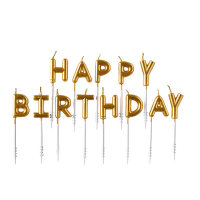 Kerzenset Buchstaben Happy Birthday gold 7,3cm