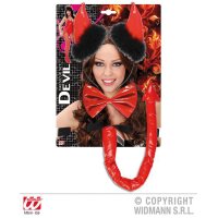 Dress-Up Set roter Teufel 3teilig Fliege, Schwanz
