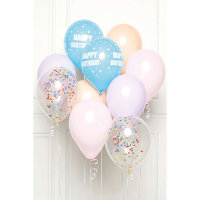 Luftballon Bouquet Happy Birthday pastell 10 Ballons