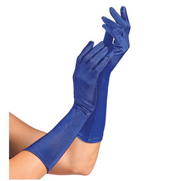 Handschuhe Satin blau 40cm