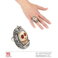 Ring mit Totenkopf & Strass silber