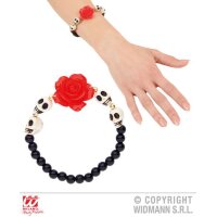 Perlenarmband mit Rose & Totenkopf