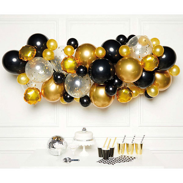 DIY Ballongirlande 66 Ballons schwarz/gold