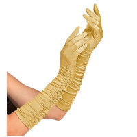 Handschuhe gerafft gold 44cm