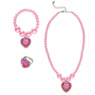 Schmuck-Set Kette, Ring & Ohrringe rosa